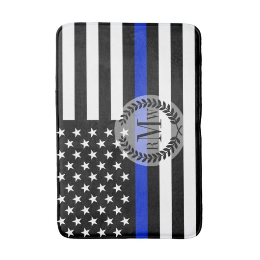 Thin Blue Line American Flag Badmat (Voorkant Verticaal)