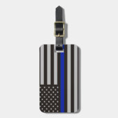 Thin Blue Line American Flag Bagagelabel (Voorkant verticaal)