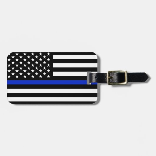 Thin Blue Line American Flag Bagagelabel (Voorkant horizontaal)