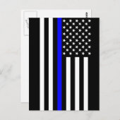 Thin Blue Line American Flag Black en White Briefkaart (Voorkant / Achterkant)