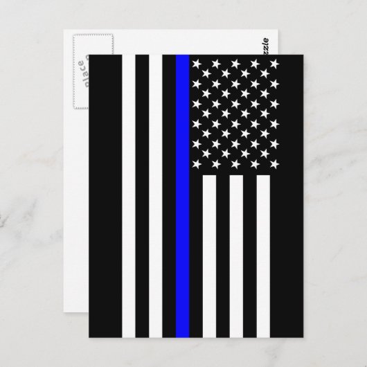 Thin Blue Line American Flag Black en White Briefkaart (Voorkant / Achterkant)