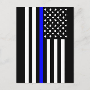 Thin Blue Line American Flag Black en White Briefkaart