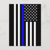 Thin Blue Line American Flag Black en White Briefkaart (Voorkant)