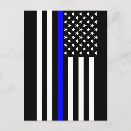 Thin Blue Line American Flag Black en White Briefkaart (Voorkant)