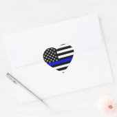 Thin Blue Line American Flag Black en White Hart Sticker (Envelop)