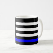 Thin Blue Line American Flag Black en White Koffiemok (Voorkant rechts)