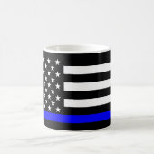 Thin Blue Line American Flag Black en White Koffiemok (Center)