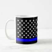 Thin Blue Line American Flag Black en White Koffiemok (Links)