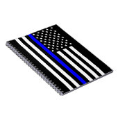 Thin Blue Line American Flag Black en White Notitieboek (Rechterzijde)