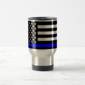 Thin Blue Line American Flag Black en White Reisbeker (Center)