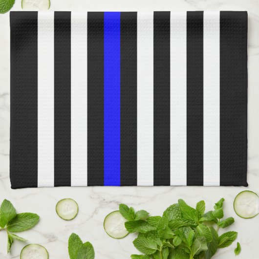 Thin Blue Line American Flag Black en White Theedoek (Gevouwen)