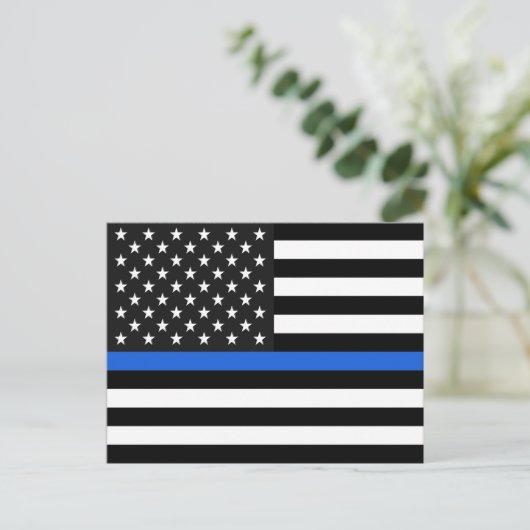 Thin Blue Line American Flag Briefkaart (Staand voorkant)