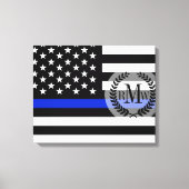 Thin Blue Line American Flag Canvas Afdruk (Voorkant)