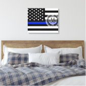 Thin Blue Line American Flag Canvas Afdruk (Insitu (Slaapkamer))