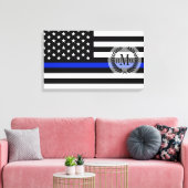 Thin Blue Line American Flag Canvas Afdruk (Insitu (Woonkamer))