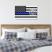 Thin Blue Line American Flag Canvas Afdruk (Insitu (Slaapkamer))