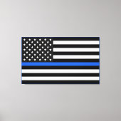 Thin Blue Line American Flag Canvas Afdruk (Voorkant)