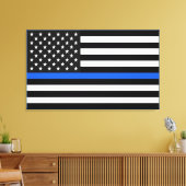 Thin Blue Line American Flag Canvas Afdruk (Insitu (Woonkamer))