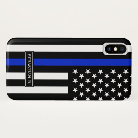Thin Blue Line American Flag Case-Mate iPhone Case (Achterkant (horizontaal))