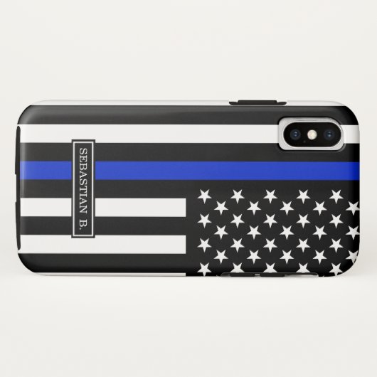Thin Blue Line American Flag Case-Mate iPhone Case (Achterkant (horizontaal))