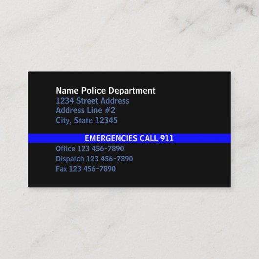 Thin Blue Line American Flag Contact Visitekaartje (Achterkant)