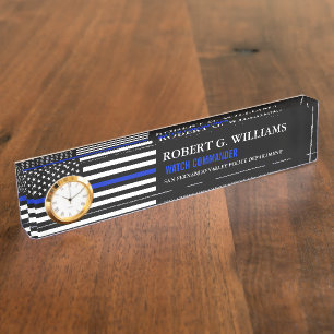 Thin Blue Line American Flag Custom Desk Naambordje