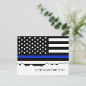Thin Blue Line American Flag Custom text Briefkaart (Staand voorkant)