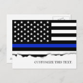 Thin Blue Line American Flag Custom text Briefkaart (Voorkant / Achterkant)