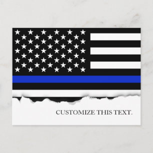 Thin Blue Line American Flag Custom text Briefkaart