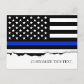 Thin Blue Line American Flag Custom text Briefkaart (Voorkant)