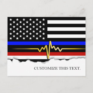 Thin Blue Line American Flag Custom text Briefkaart