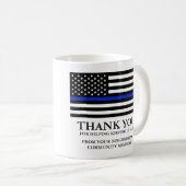 Thin Blue Line American Flag Custom Text Hartelijk Koffiemok (Voorkant rechts)