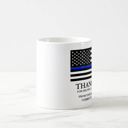 Thin Blue Line American Flag Custom Text Hartelijk Koffiemok (Center)