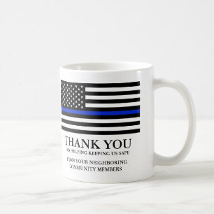 Thin Blue Line American Flag Custom Text Hartelijk Koffiemok