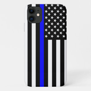 Thin Blue Line American Flag Decor iPhone 11 Hoesje
