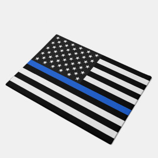 Thin Blue Line American Flag Deurmat