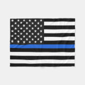 Thin Blue Line American Flag Fleece Deken (Voorkant (Horizontaal))