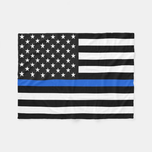 Thin Blue Line American Flag Fleece Deken (Voorkant (Horizontaal))