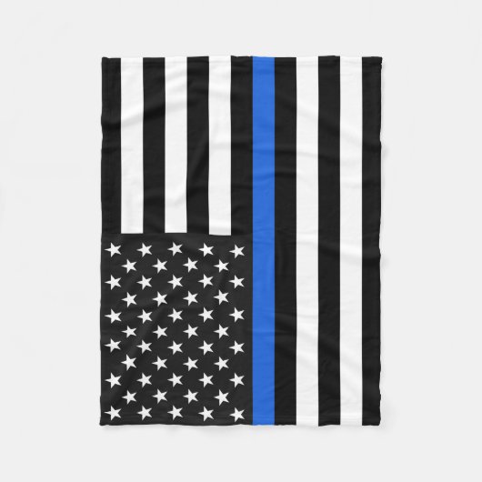 Thin Blue Line American Flag Fleece Deken (Voorkant)