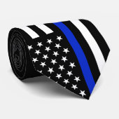 Thin Blue Line American Flag | Gedraaide blik Stropdas (Opgerold)
