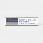 Thin Blue Line American Flag Gepersonaliseerd Whit Bureau Naambordje (Voorkant)