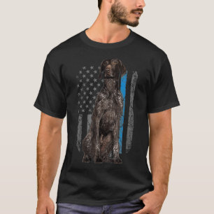 Thin Blue Line American Flag German Pointer T-shirt