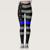 Thin Blue Line American Flag grafische mode op Leggings (Voorkant)