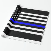Thin Blue Line American Flag Graphic Decor Cadeaupapier (Uitgerold)