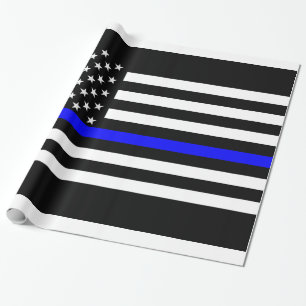 Thin Blue Line American Flag Graphic Decor Cadeaupapier