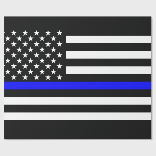 Thin Blue Line American Flag Graphic Decor Cadeaupapier (Vlak)