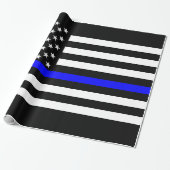 Thin Blue Line American Flag Graphic Decor Cadeaupapier (Uitgerold)