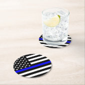 Thin Blue Line American Flag Graphic Decor Ronde Kartonnen Onderzetter (Insitu)