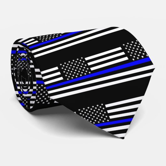 Thin Blue Line American Flag Graphic Decor Stropdas (Opgerold)
