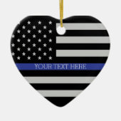 Thin Blue Line - American Flag Keramisch Ornament (Voorkant)